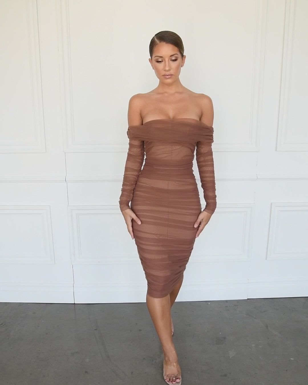 Aliha Elegant Off Shoulder Midi Dress