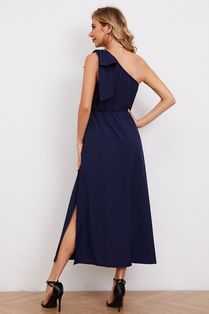 One-Shoulder Sleeveless Slit Dress Trendsi