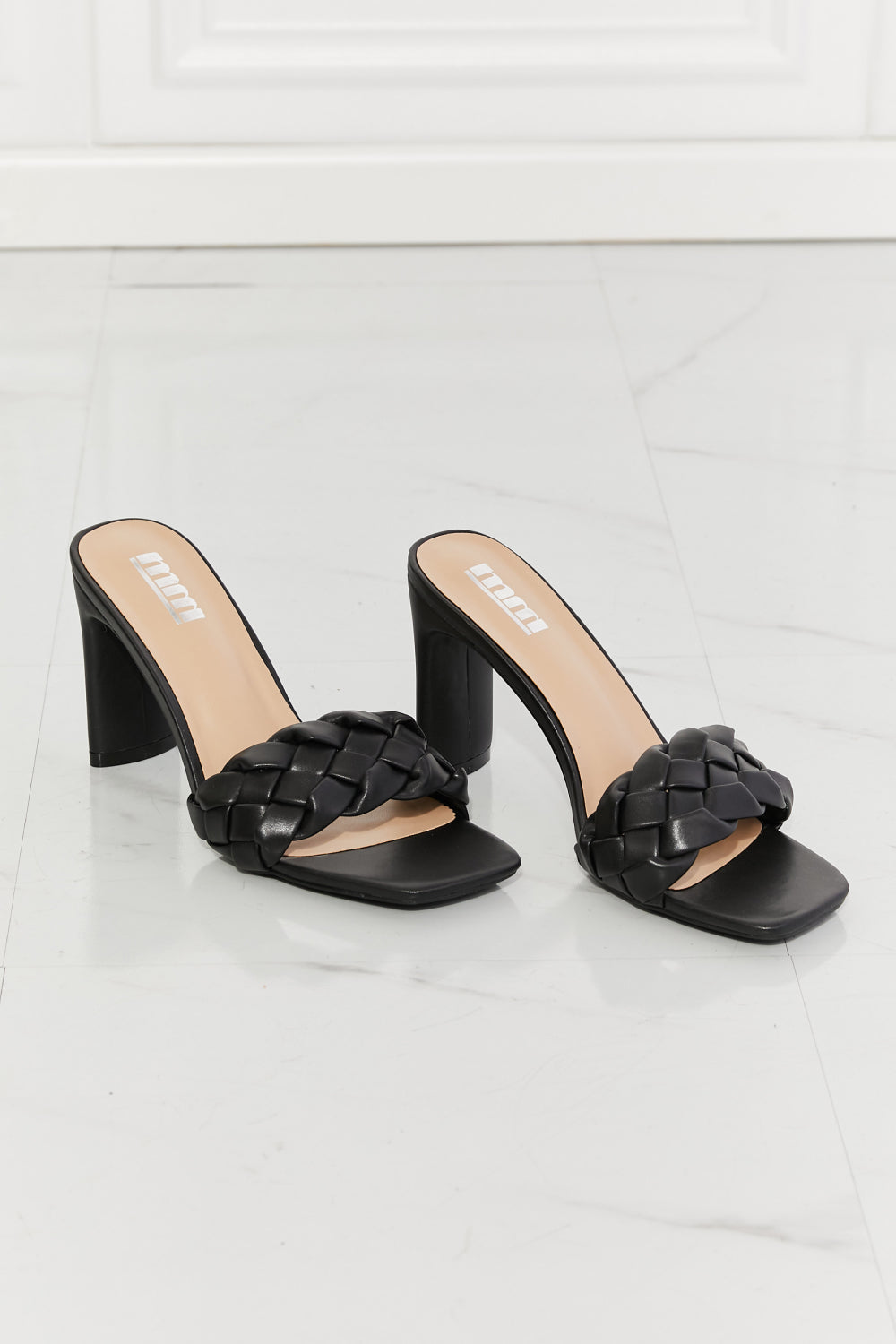 MMShoes Top of the World Braided Block Heel Sandals in Black Trendsi