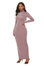 Mock Neck Long Sleeve Maxi Slim Dress Trendsi