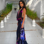 Women's Long-length Dress With Vertical Collar Aclosy