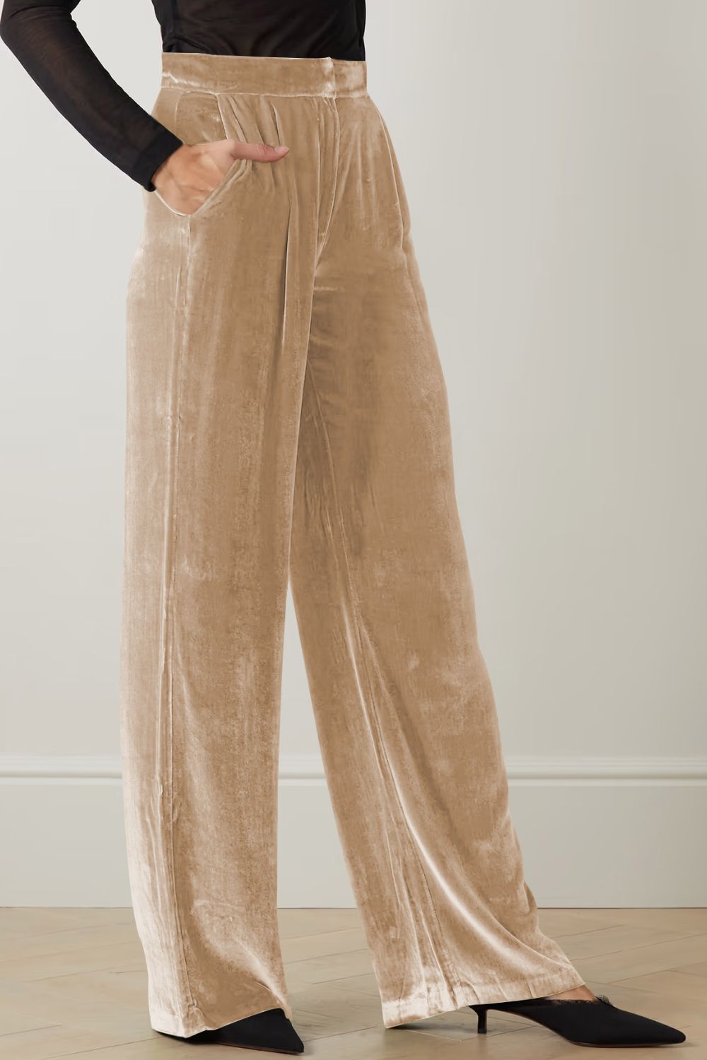 Double Take Loose Fit High Waist Long Pants with Pockets Trendsi