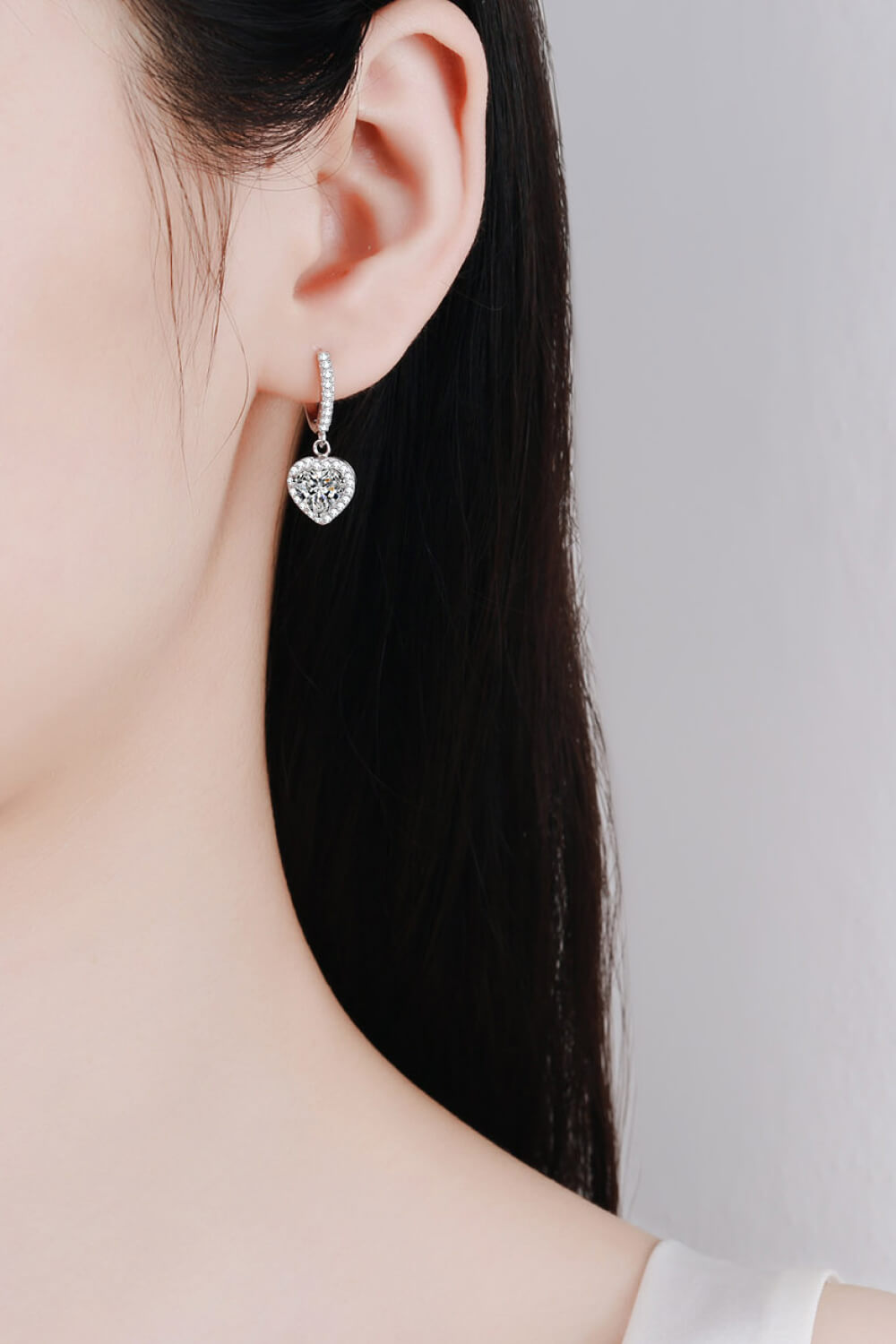 Moissanite Heart-Shaped Drop Earrings Trendsi