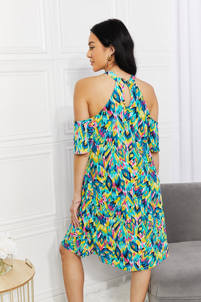 Sew In Love Full Size Perfect Paradise Printed Cold-Shoulder Dress Trendsi