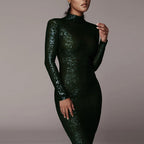 Long-sleeved sequin dress-Bride aclosy