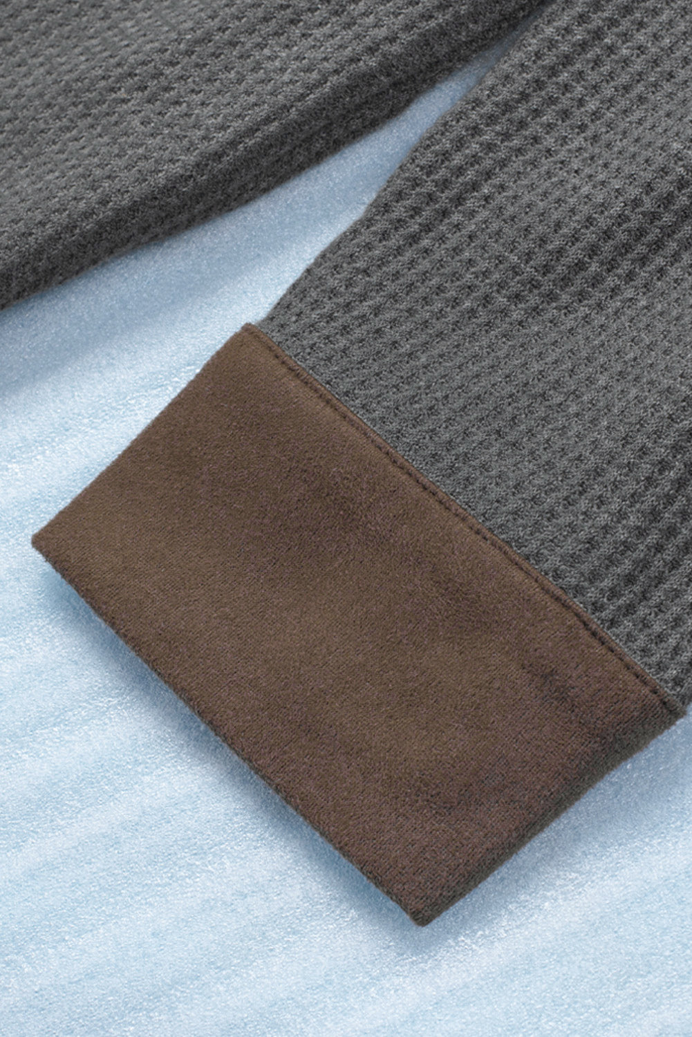 Contrast Waffle-Knit Shirt Jacket Trendsi