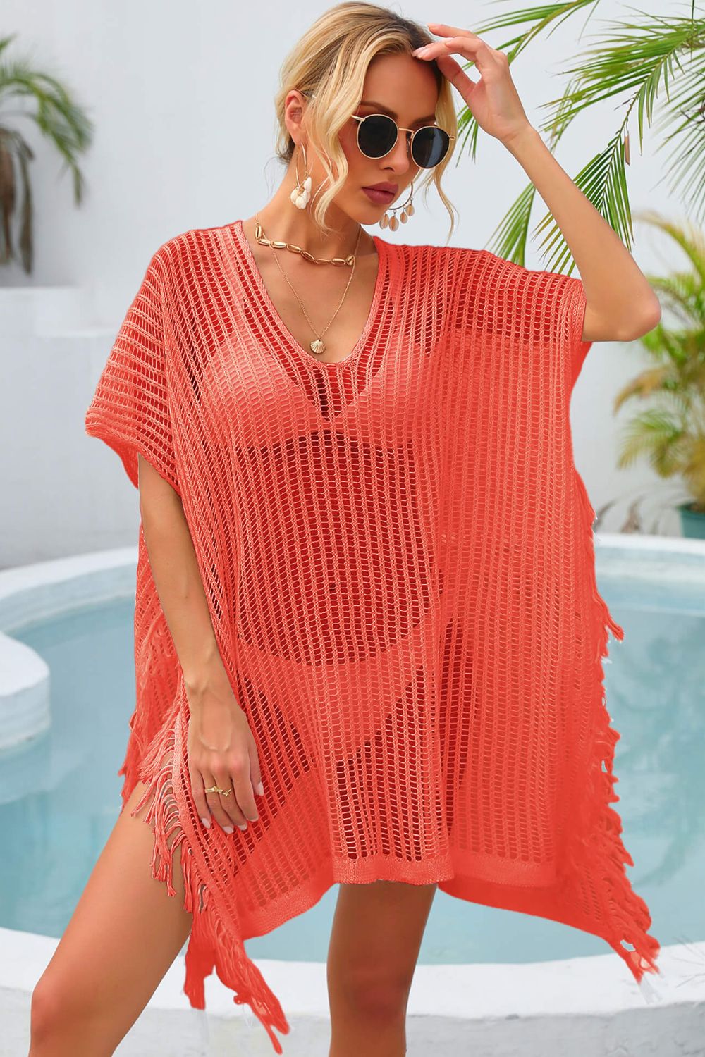 Fringe Trim Openwork Cover Up Trendsi