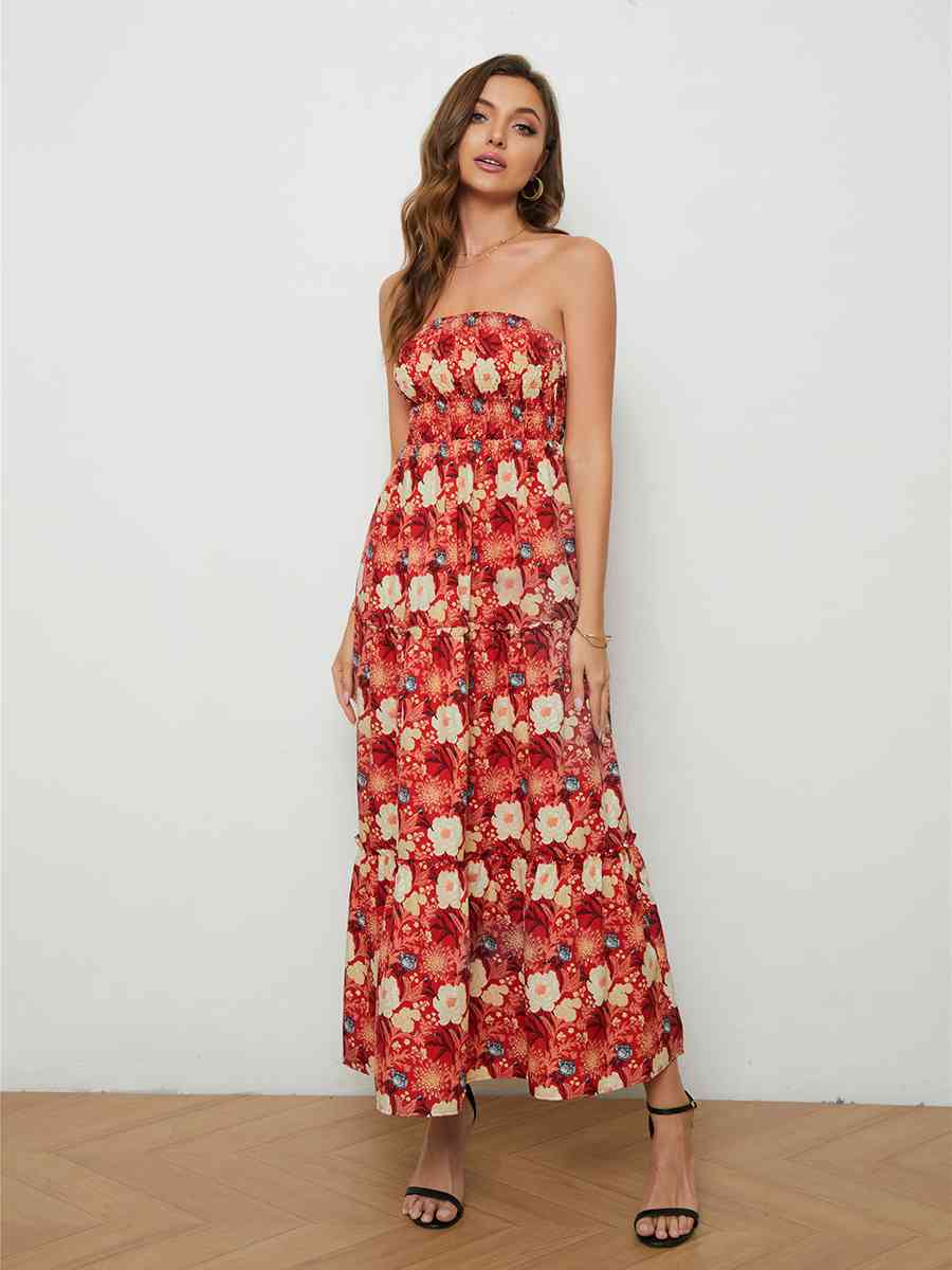 Floral Strapless Low-Back Dress Trendsi