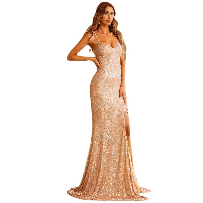 Kevlyn Backless Sequin Prom Evening Dress aclosy
