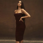 Wrapped Chest Exposed Sling Dress Dress aclosy