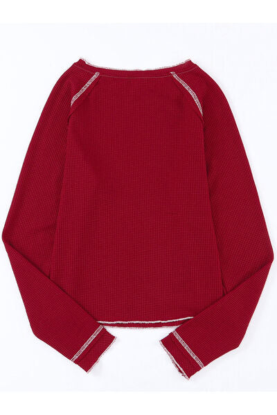 Christmas Tree Sequin Waffle Knit Long Sleeve Sweatshirt Trendsi