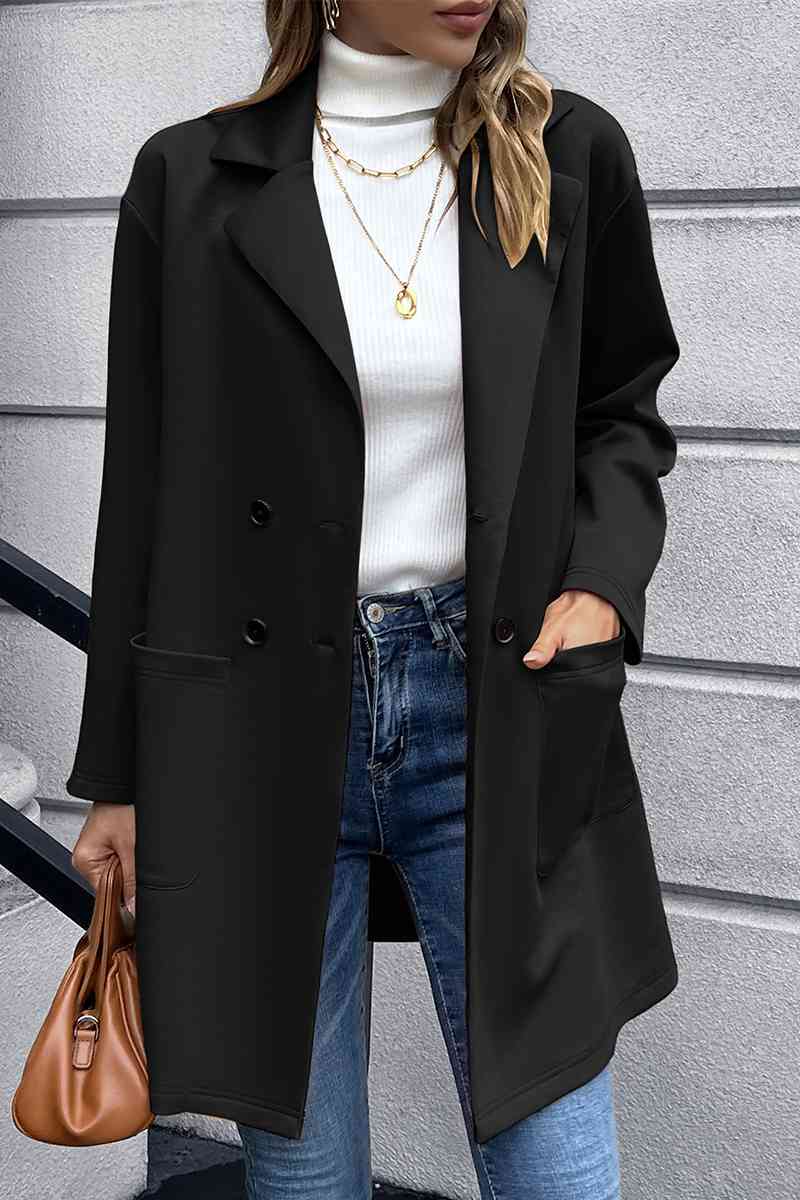 Lapel Collar Long Sleeve Blazer Trendsi