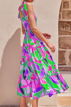 Floral Tie-Shoulder Smocked Midi Dress Trendsi