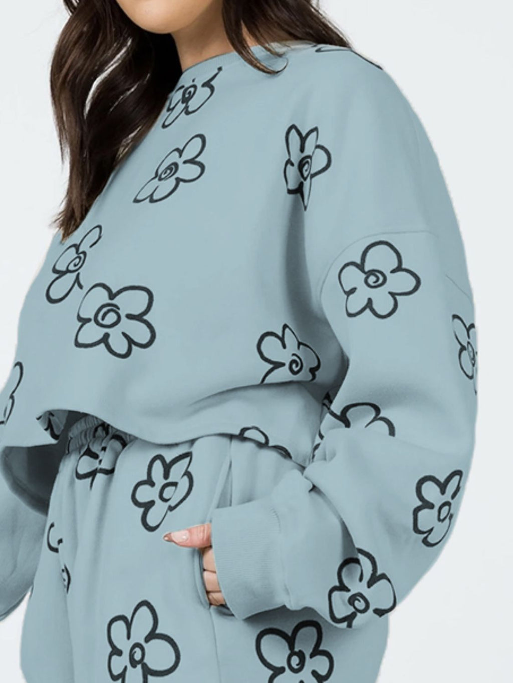 Floral Dropped Shoulder Sweatshirt and Shorts Set Trendsi