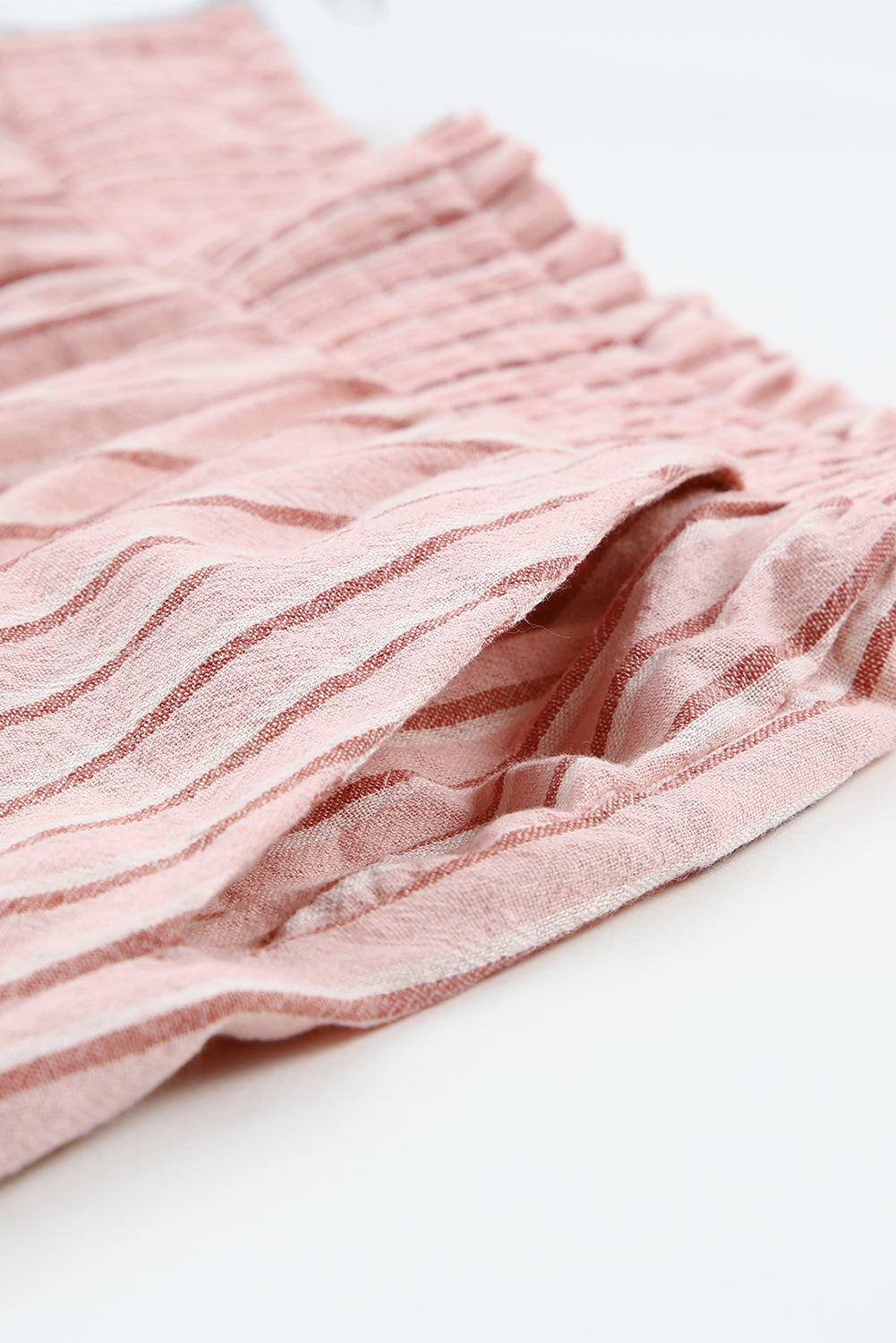 Striped Frayed Hem Paperbag Shorts Trendsi
