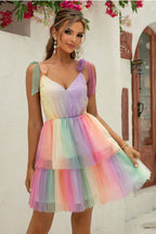 Gradient Tie-Shoulder Layered Dress Trendsi