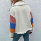 Color Block Button Down Collared Jacket Trendsi