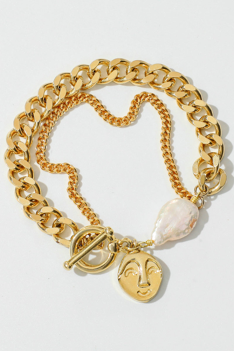 Gold Chain & Pearl Bracelet Trendsi