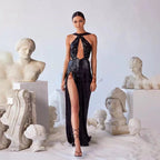 Women's Party Sequins Irregular Temperament Evening Dress Aclosy