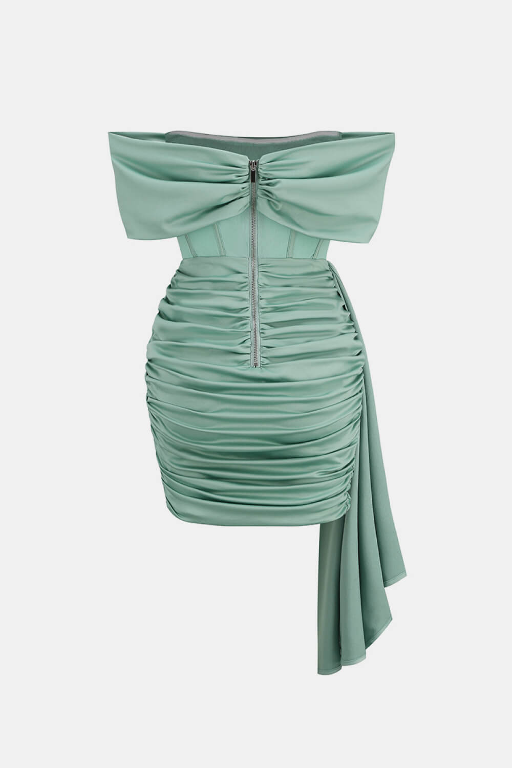 Lemily Off Shoulder Satin Corset Mini Dress-Green Trendsi