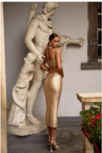 Kit Metallic Midi Bandage Dress aclosy