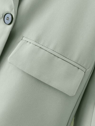Lapel Collar Button Up Blazer with Pockets Trendsi