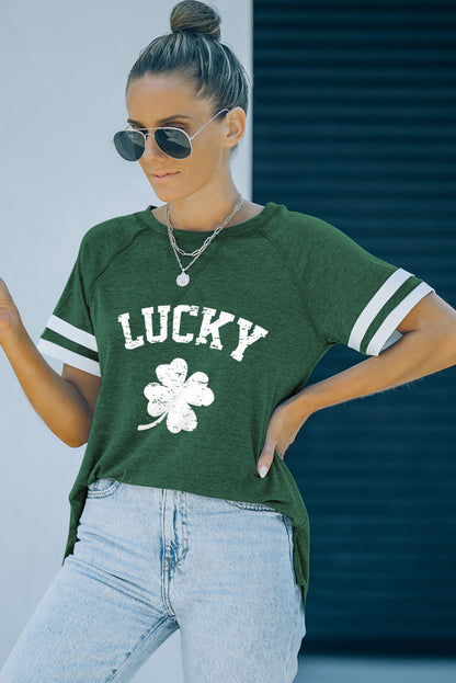 LUCKY Clover Graphic Tee Shirt Trendsi