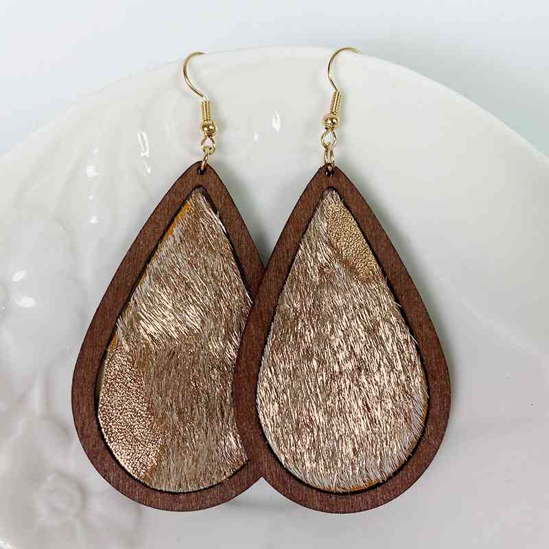 Teardrop Shape Wooden Dangle Earrings Trendsi