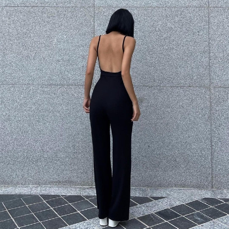 Slim Low-Back Jumpsuit-Black aclosy