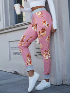Floral Print Slim Fit Long Pants Trendsi