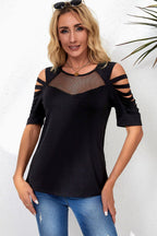 Round Neck Cutout Raglan Sleeve Tee Trendsi