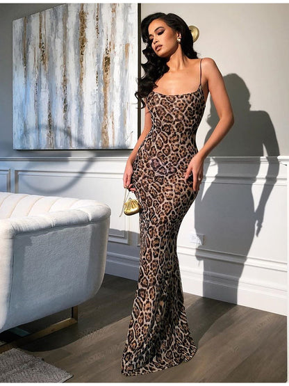 Leopard print camisole dress aclosy
