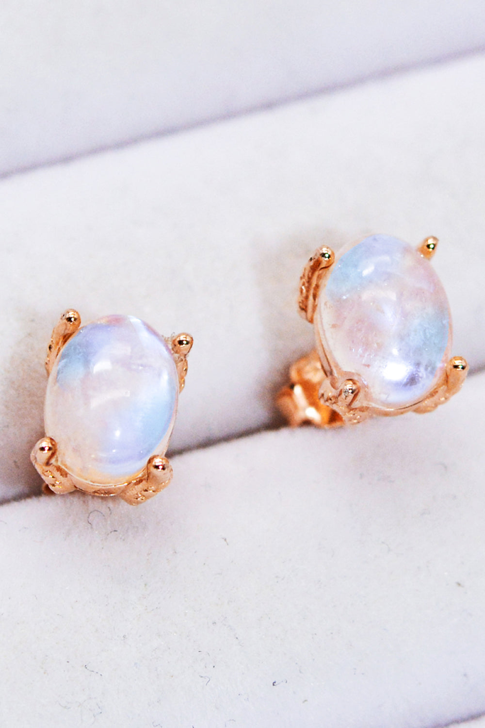 Natural Moonstone 4-Prong Stud Earrings Trendsi