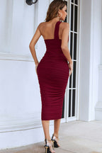 Lemily Cutout One-Shoulder Midi Bandage Dress-Browny Trendsi