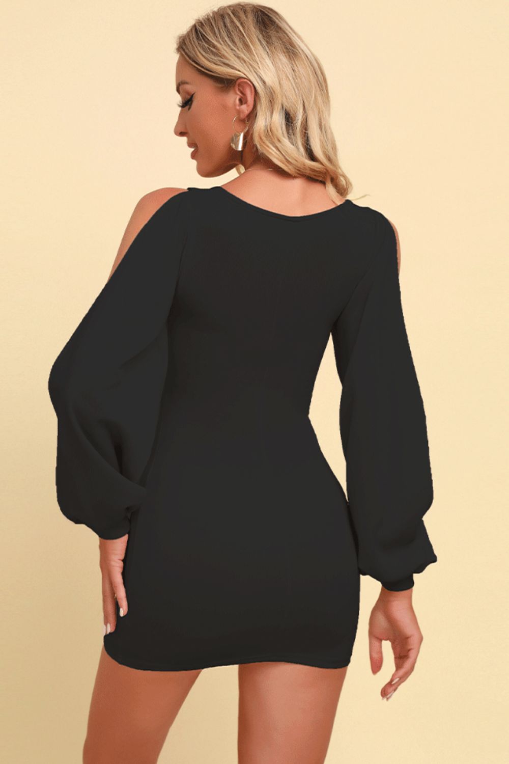 Square Neck Split Sleeve Mini Dress Trendsi