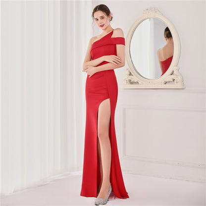 Sleeveless Red Thank You Banquet Slim Fitting Fishtail Skirt aclosy