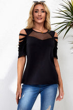 Round Neck Cutout Raglan Sleeve Tee Trendsi