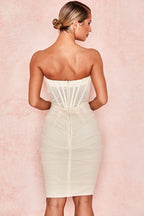 CHIC ELEGANT CORSET MINI DRESS-WHITE ACLOSY