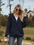 Zip Up Drawstring Long Sleeve Hooded Jacket Trendsi
