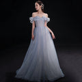 Light Blue Host One-shoulder Model Catwalk aclosy
