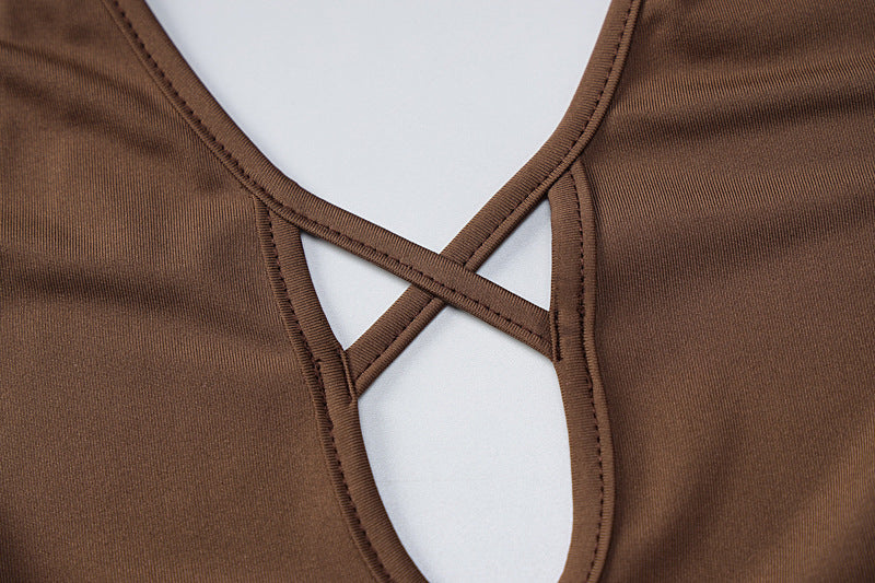 Black & Coffee Hollow Maxi Dress aclosy