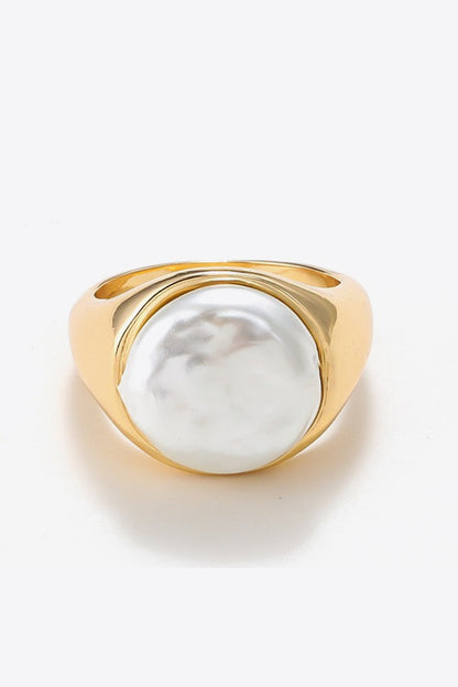 Pearl 18K Gold-Plated Alloy Ring Trendsi