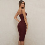 Wrapped Chest Exposed Sling Dress Dress aclosy