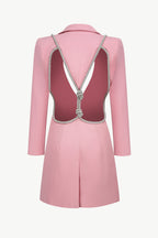 Open Back Slit Mini Blazer Dress Trendsi