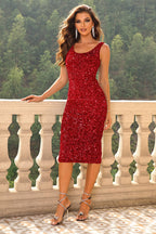 Sequin Sleeveless Slit Dress Trendsi