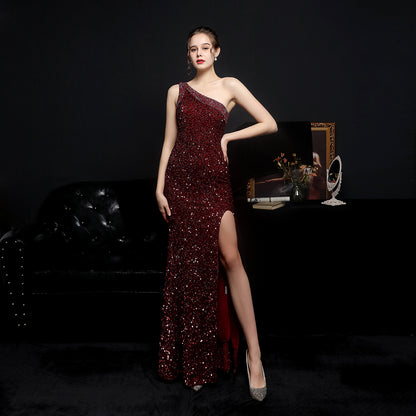 Heavy Craft Colorful Party Evening Dress Sexy Long Section Was Thin aclosy