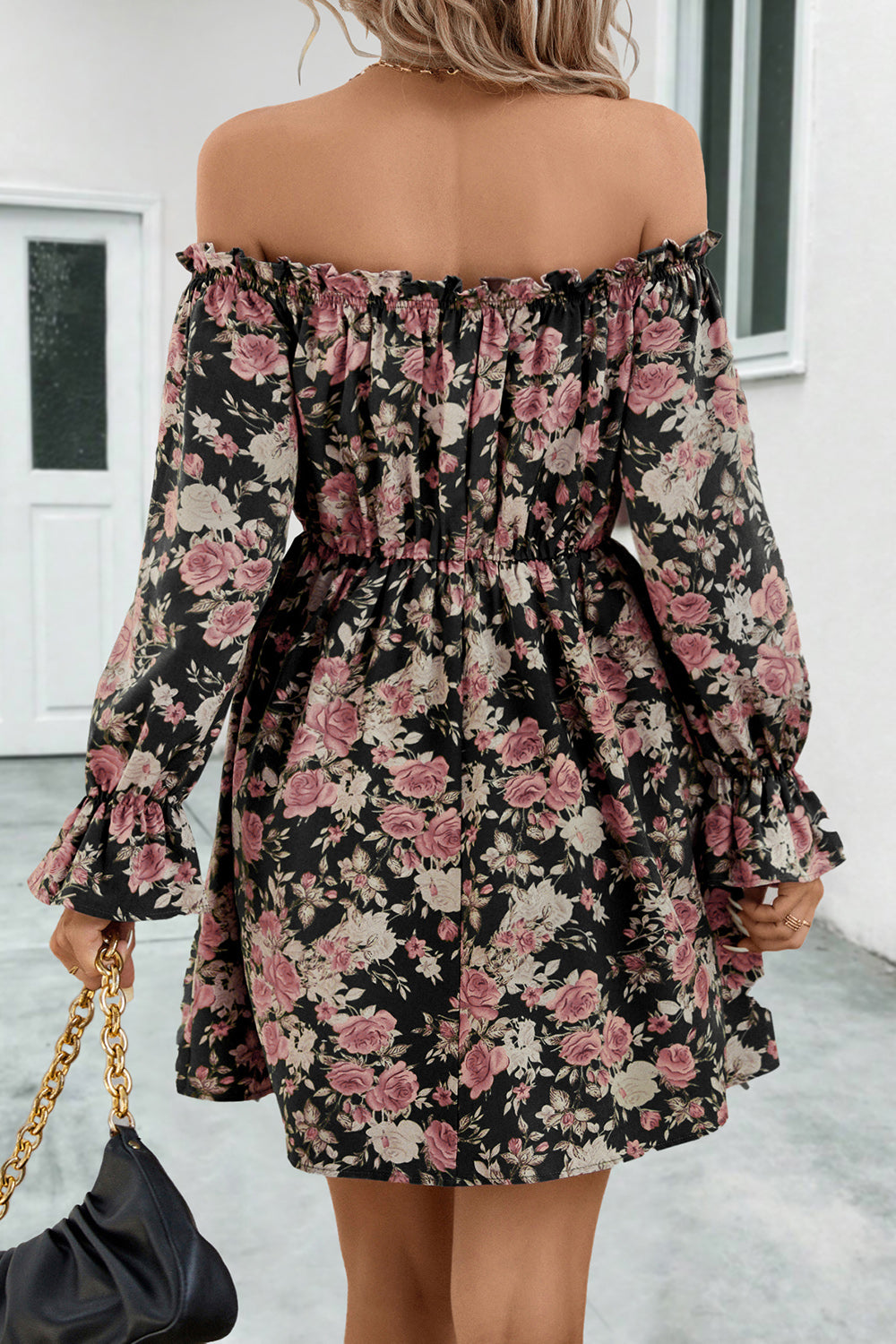 Floral Off-Shoulder Flounce Sleeve Dress Trendsi