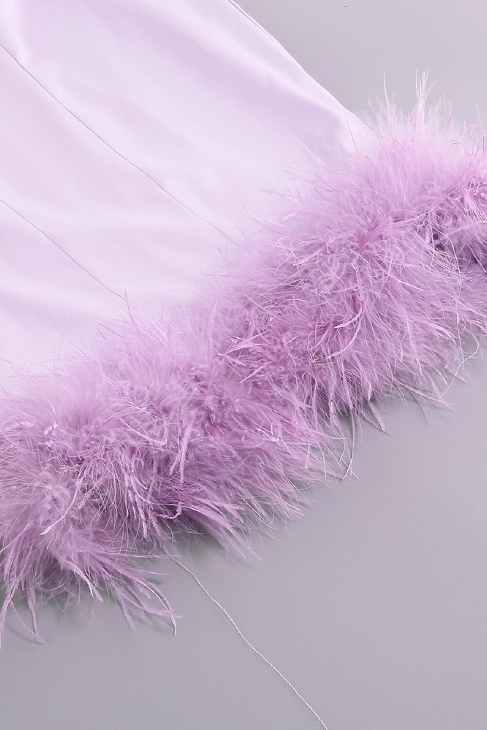 Feather Detail Spaghetti Strap Dress-Purple aclosy