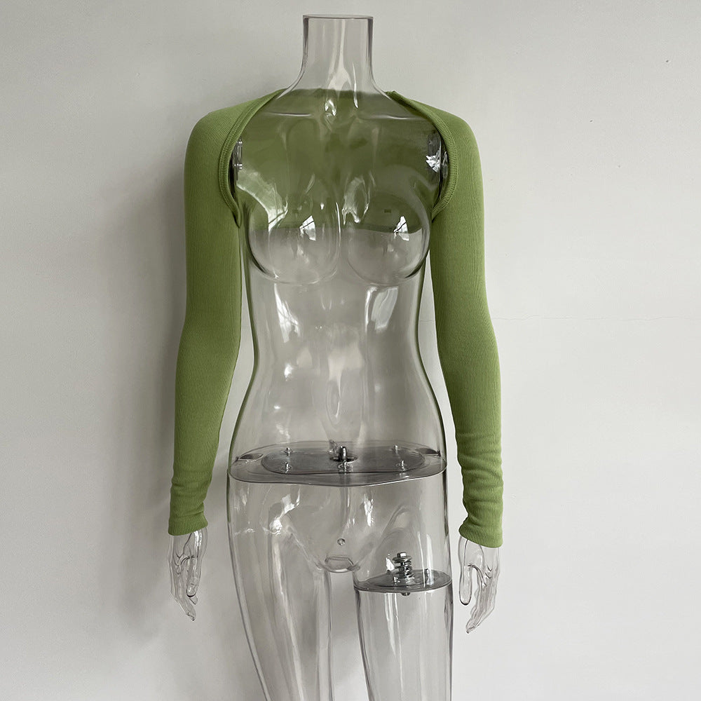 Green Half Body A-shaped Sling High Waist Suit Aclosy