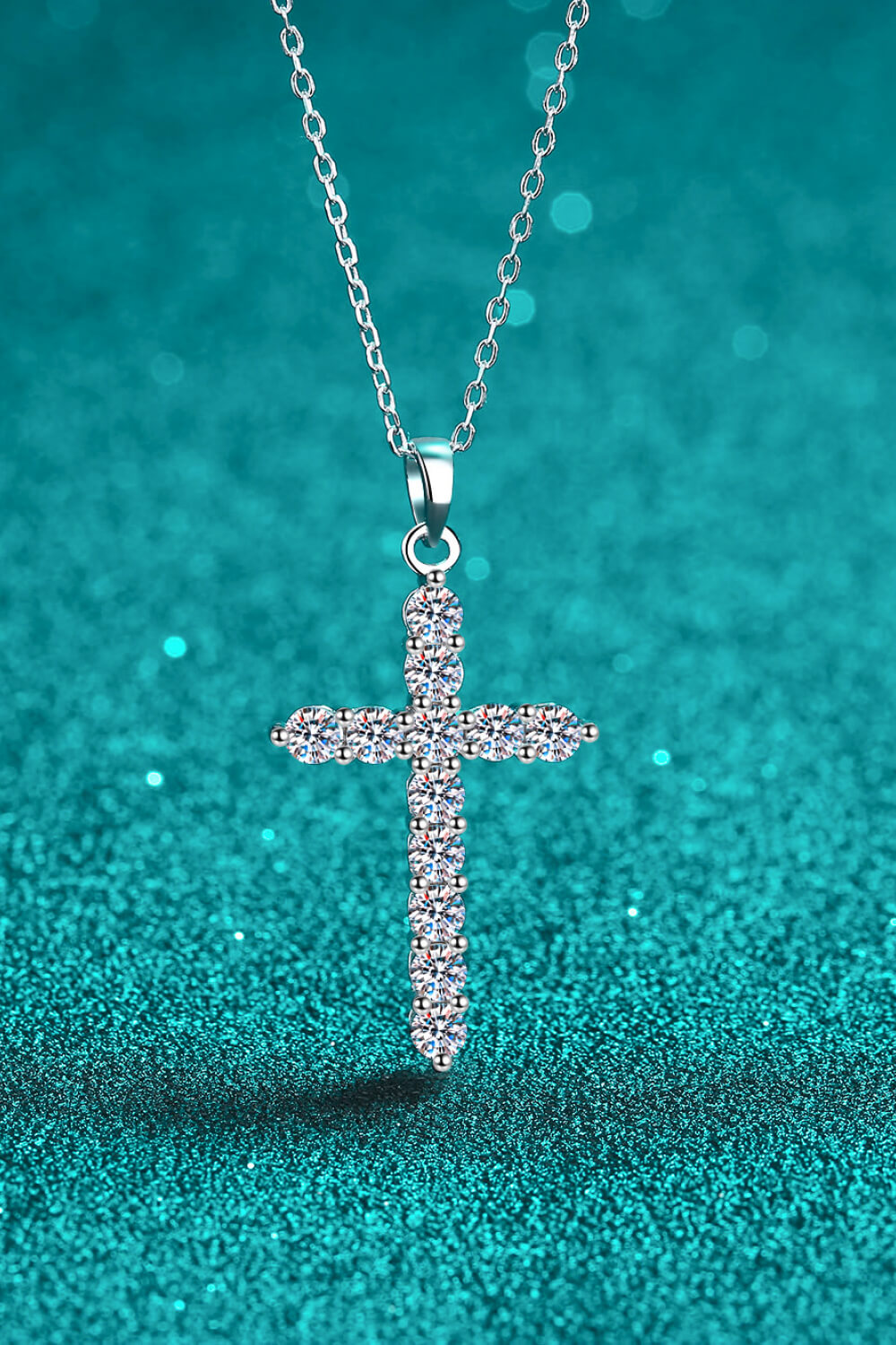 925 Sterling Silver Cross Moissanite Necklace Trendsi